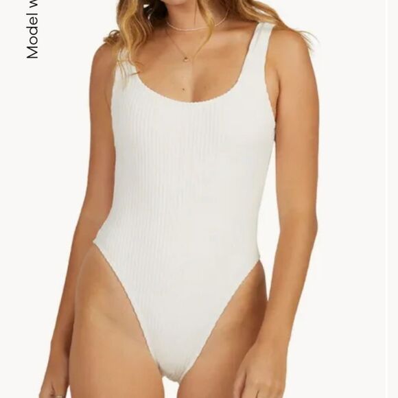 Michael Kors Women's bone Ribbed Square Tank One Piece Swimwear Swimsuit Size 8 - Picture 14 of 14